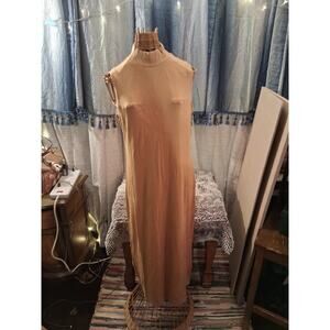 Nine.eight tank dress sz m stretch bodycon maxi sexy slit camel